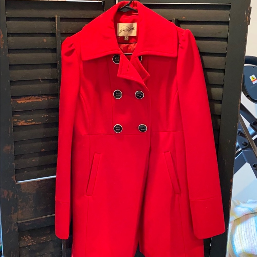 Red pea coat